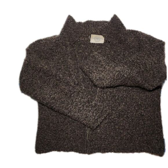 B Moss Acrylic And Wool Sweater Brown Long Sleeve Size Small Zipper Up - Picture 8 of 16